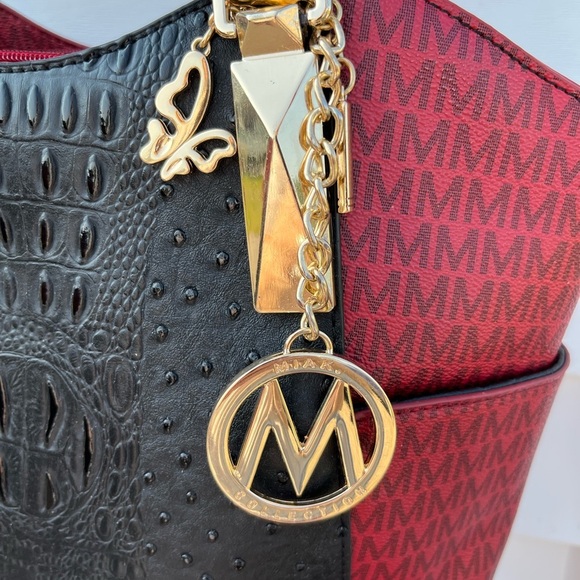 Miak Collection Elegant Black and Red Handbag - Picture 2 of 9